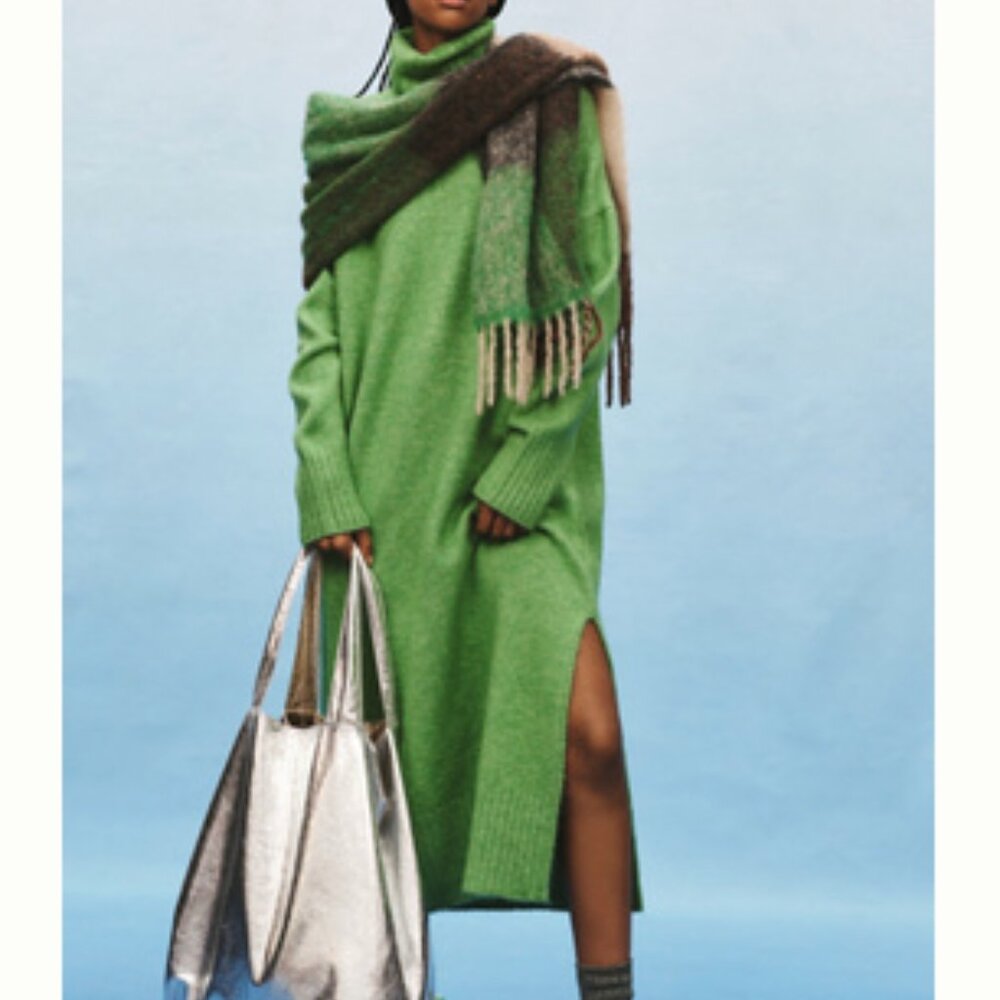 Daily Practice Karigan Midi Turtleneck Sweater Dress - Kelly Green Petite Medium